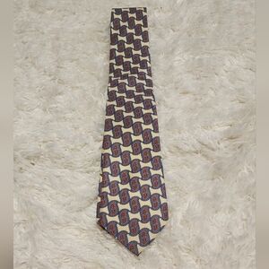 BURBERRYS OF LONDON Vintage Paisley Patterned Cream/Blue Men's Neck Tie